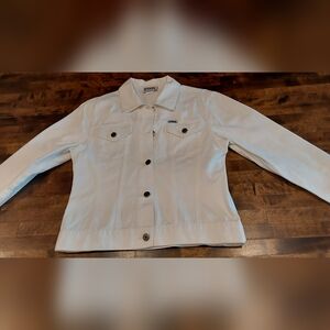 ETHYL Women's White Denim Button-Front Jean Jacket Sz M